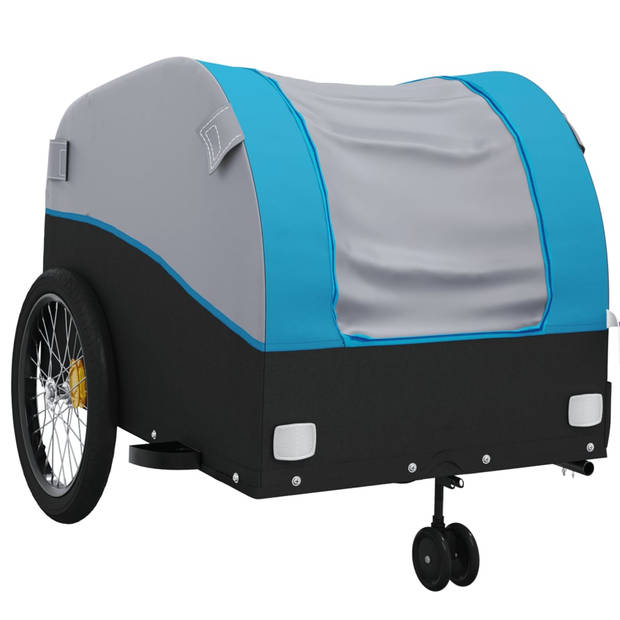 vidaXL Fietstrailer 45 kg ijzer zwart en blauw