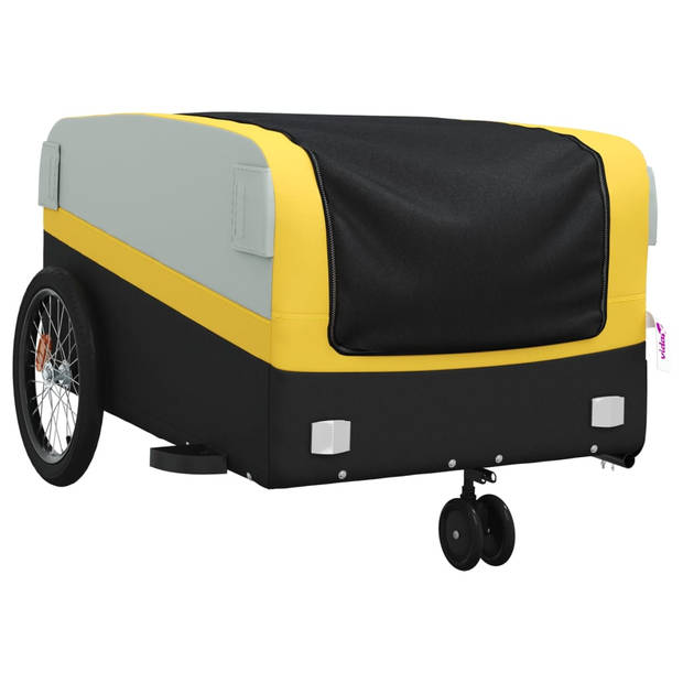 vidaXL Fietstrailer 45 kg ijzer zwart en geel