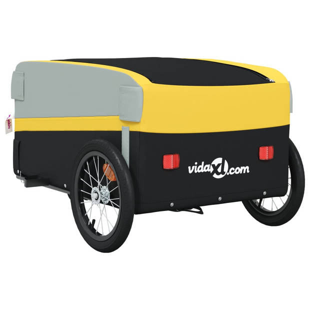 vidaXL Fietstrailer 45 kg ijzer zwart en geel