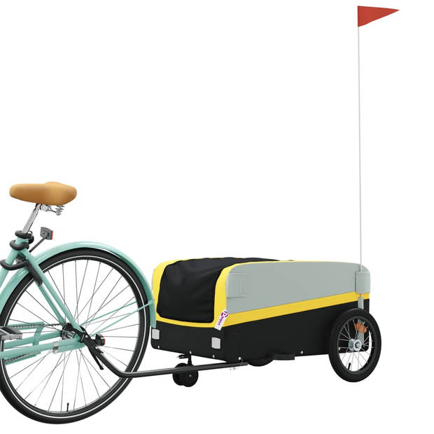 vidaXL Fietstrailer 45 kg ijzer zwart en geel