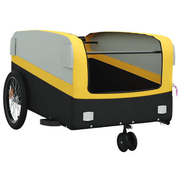 vidaXL Fietstrailer 45 kg ijzer zwart en geel