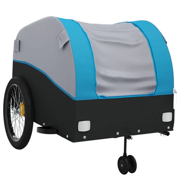 vidaXL Fietstrailer 45 kg ijzer zwart en blauw