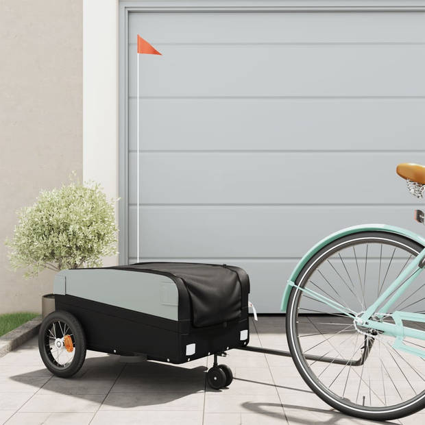 vidaXL Fietstrailer 30 kg ijzer zwart