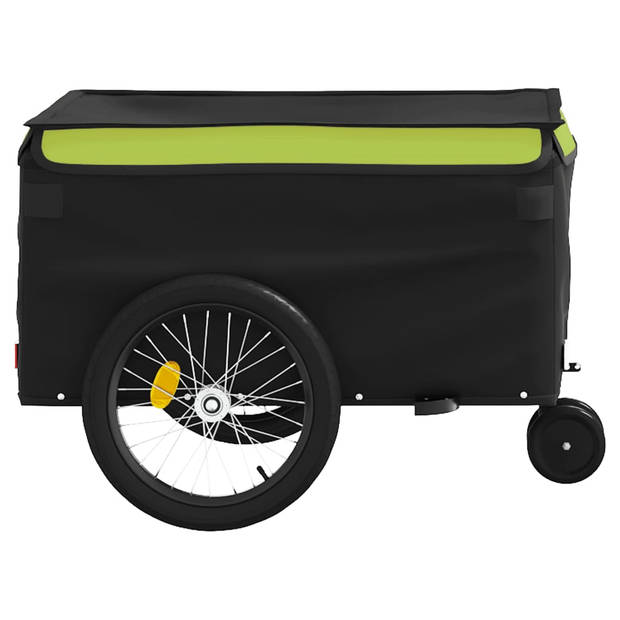 vidaXL Fietstrailer 30 kg ijzer zwart en groen