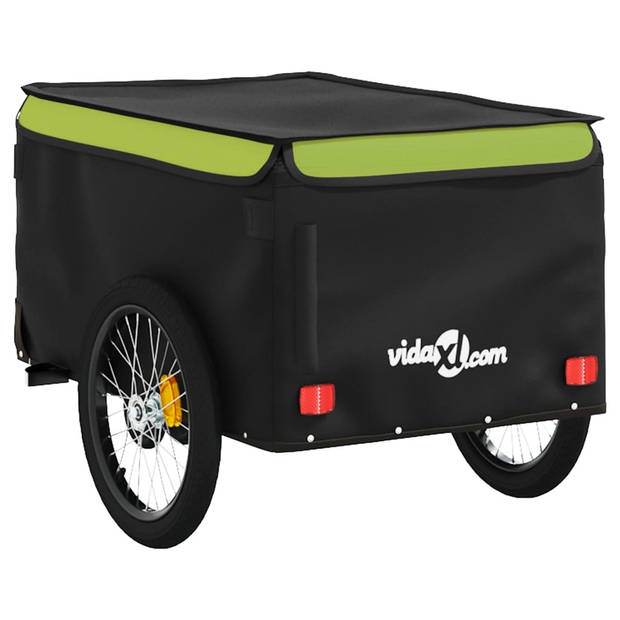 vidaXL Fietstrailer 30 kg ijzer zwart en groen