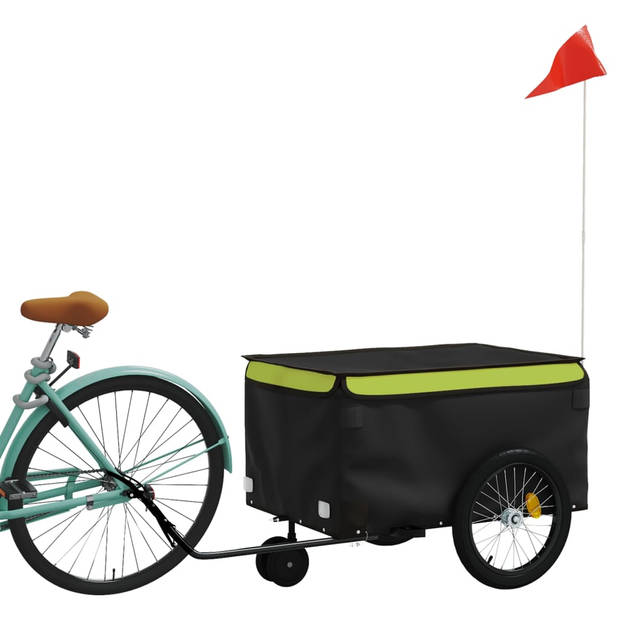 vidaXL Fietstrailer 30 kg ijzer zwart en groen