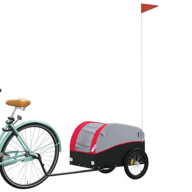 vidaXL Fietstrailer 30 kg ijzer zwart en rood