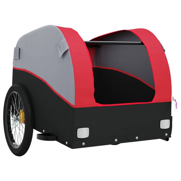 vidaXL Fietstrailer 30 kg ijzer zwart en rood