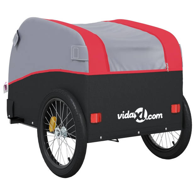 vidaXL Fietstrailer 30 kg ijzer zwart en rood