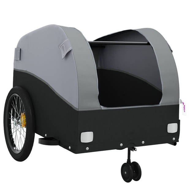 vidaXL Fietstrailer 45 kg ijzer zwart en grijs