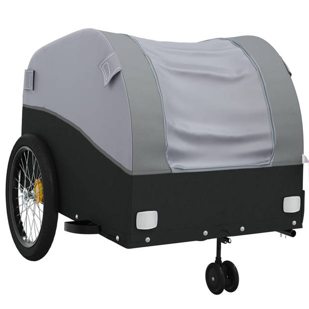 vidaXL Fietstrailer 45 kg ijzer zwart en grijs