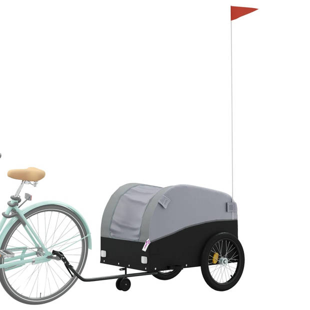 vidaXL Fietstrailer 45 kg ijzer zwart en grijs