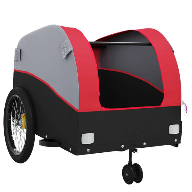 vidaXL Fietstrailer 45 kg ijzer zwart en rood