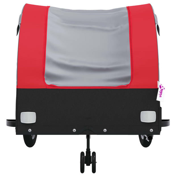 vidaXL Fietstrailer 45 kg ijzer zwart en rood