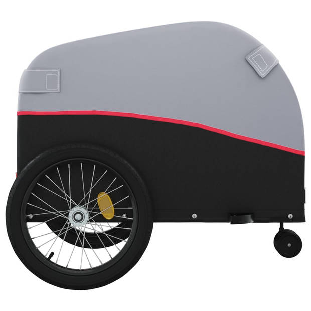 vidaXL Fietstrailer 45 kg ijzer zwart en rood