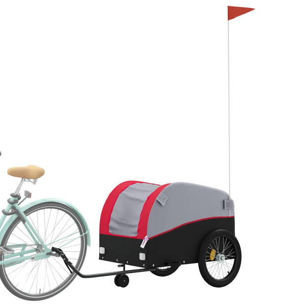 vidaXL Fietstrailer 45 kg ijzer zwart en rood