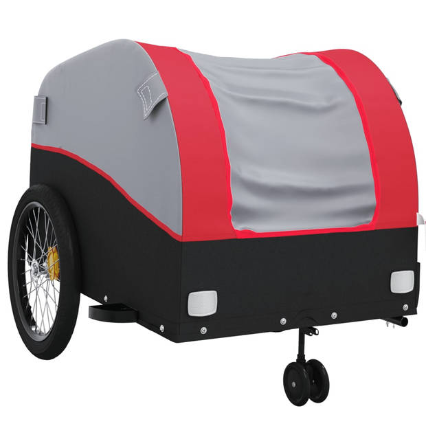 vidaXL Fietstrailer 45 kg ijzer zwart en rood