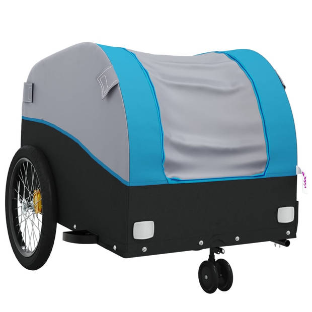 vidaXL Fietstrailer 30 kg ijzer zwart en blauw