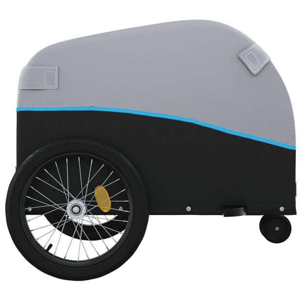 vidaXL Fietstrailer 30 kg ijzer zwart en blauw