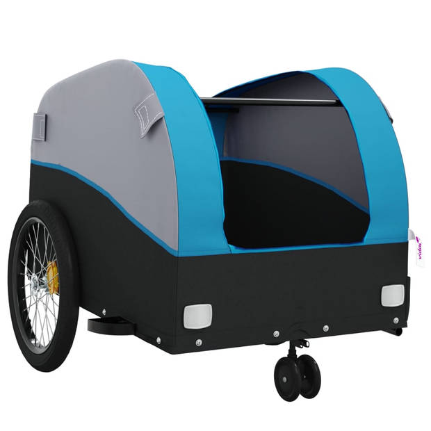 vidaXL Fietstrailer 30 kg ijzer zwart en blauw