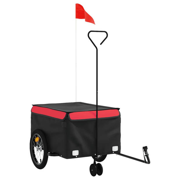 vidaXL Fietstrailer 45 kg ijzer zwart en rood