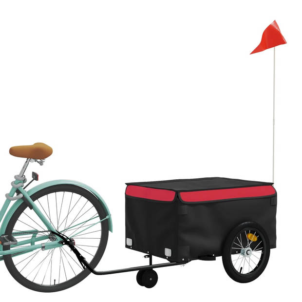 vidaXL Fietstrailer 45 kg ijzer zwart en rood