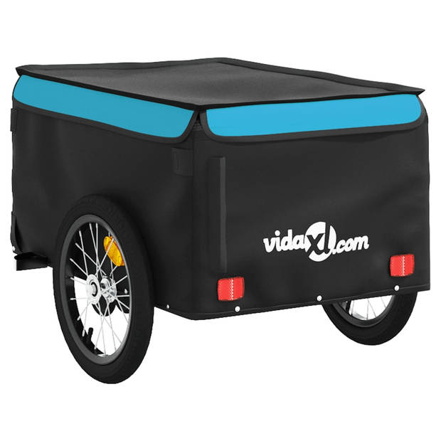 vidaXL Fietstrailer 45 kg ijzer zwart en blauw