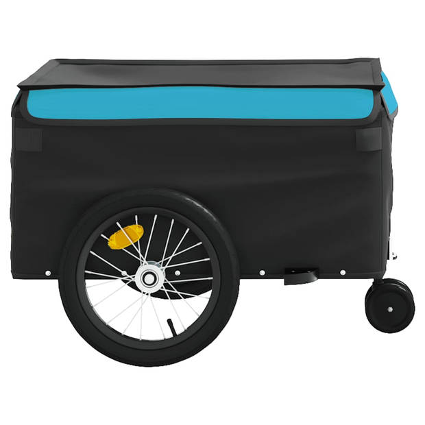 vidaXL Fietstrailer 45 kg ijzer zwart en blauw