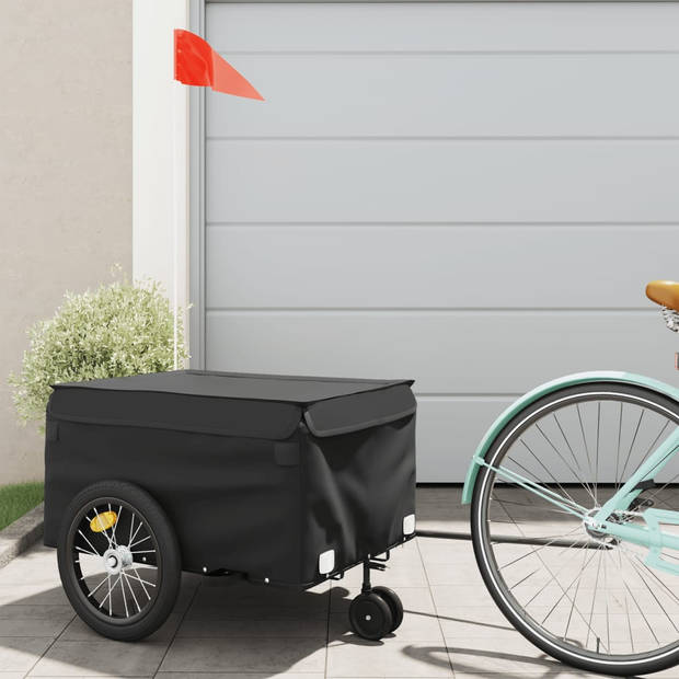 vidaXL Fietstrailer 45 kg ijzer zwart