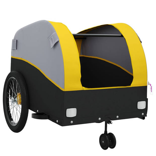 vidaXL Fietstrailer 45 kg ijzer zwart en geel