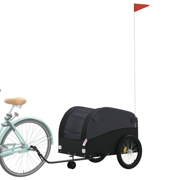 vidaXL Fietstrailer 45 kg ijzer zwart