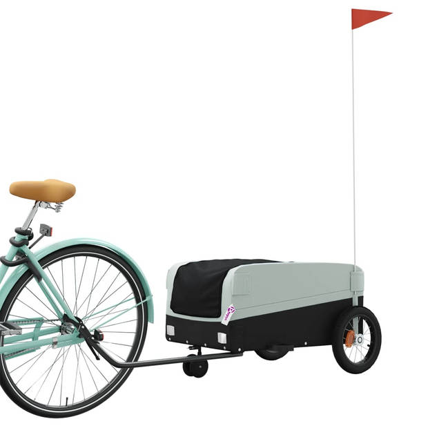 vidaXL Fietstrailer 30 kg ijzer zwart en grijs