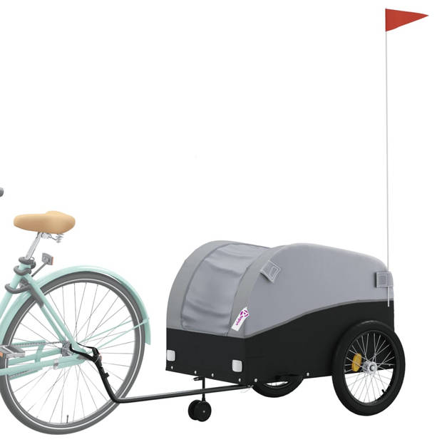 vidaXL Fietstrailer 45 kg ijzer zwart en grijs