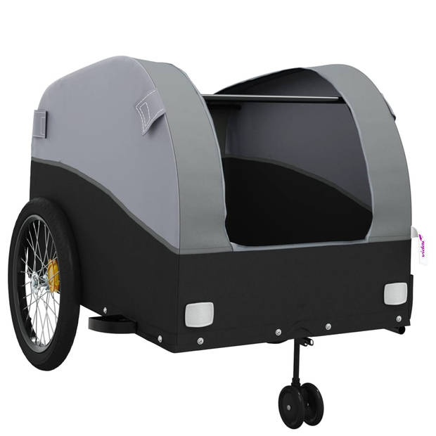 vidaXL Fietstrailer 45 kg ijzer zwart en grijs