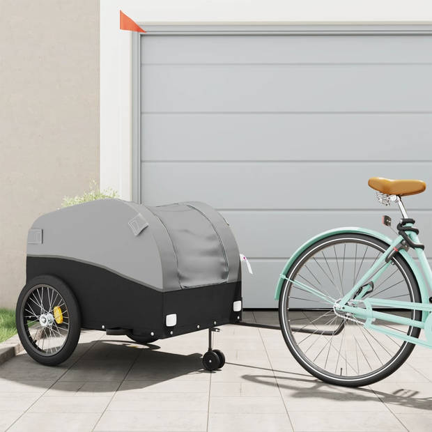 vidaXL Fietstrailer 45 kg ijzer zwart en grijs