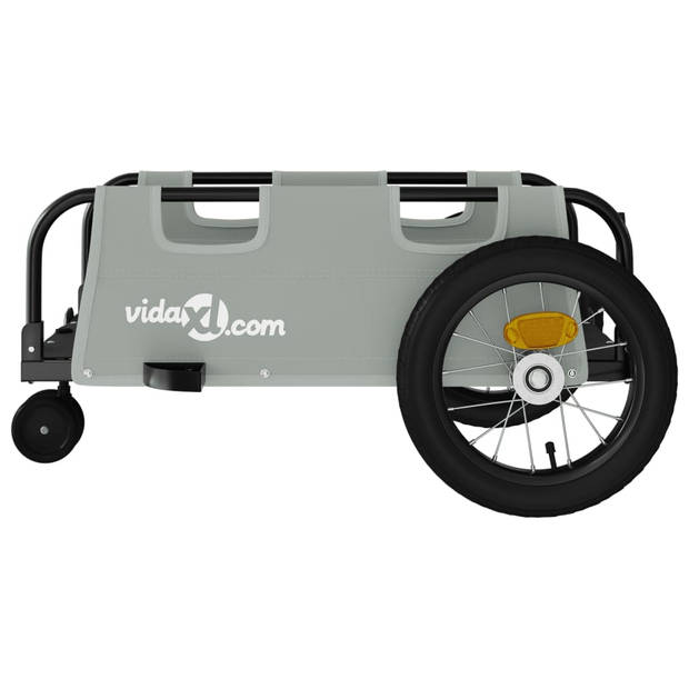 vidaXL Fietstrailer oxford stof en ijzer grijs