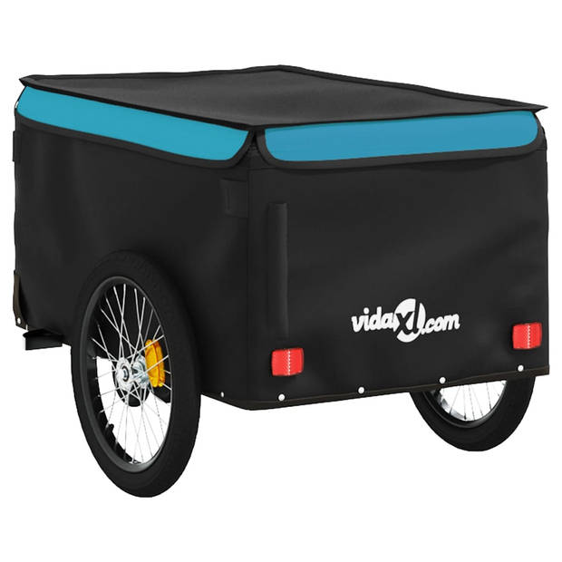 vidaXL Fietstrailer 30 kg ijzer zwart en blauw