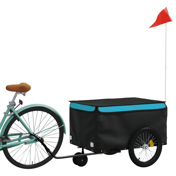 vidaXL Fietstrailer 30 kg ijzer zwart en blauw