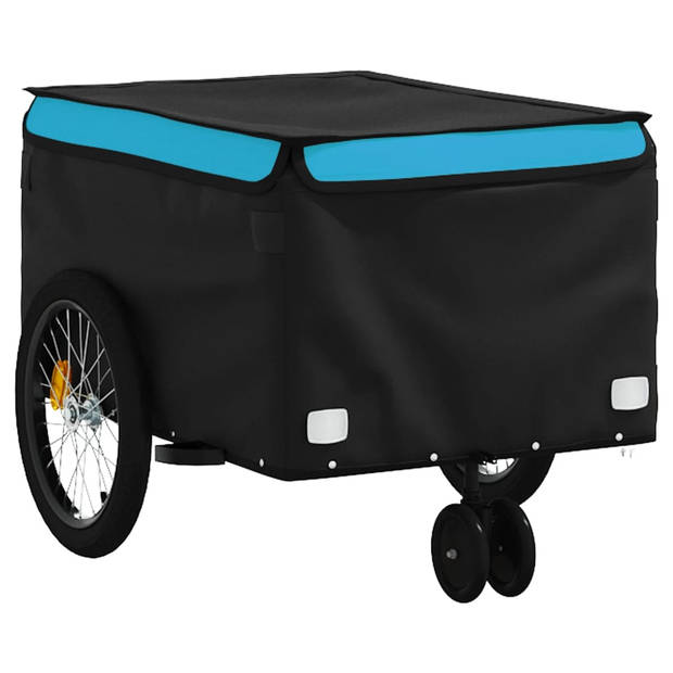 vidaXL Fietstrailer 30 kg ijzer zwart en blauw