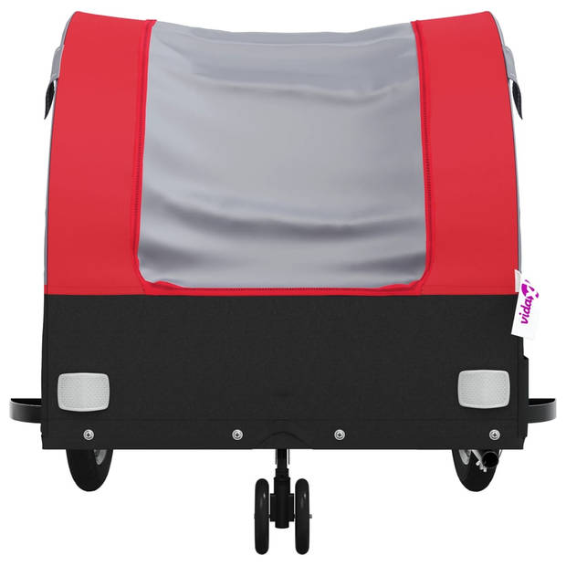 vidaXL Fietstrailer 30 kg ijzer zwart en rood