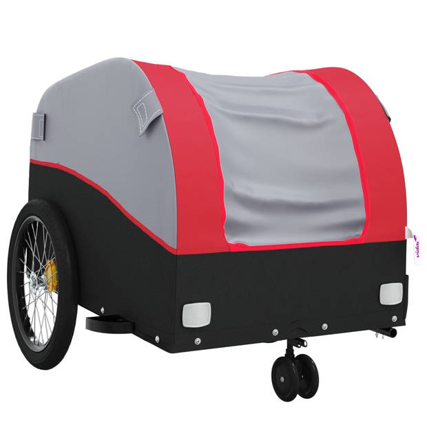 vidaXL Fietstrailer 30 kg ijzer zwart en rood