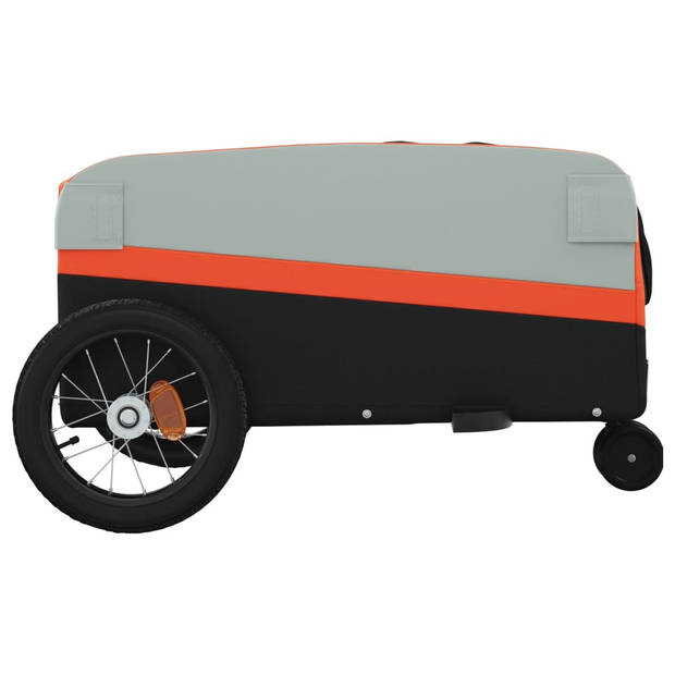 vidaXL Fietstrailer 30 kg ijzer zwart en oranje