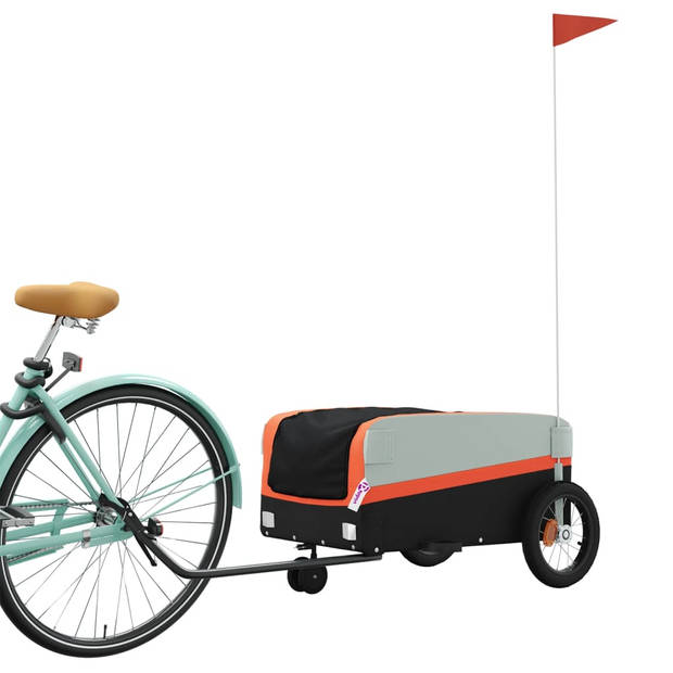 vidaXL Fietstrailer 30 kg ijzer zwart en oranje