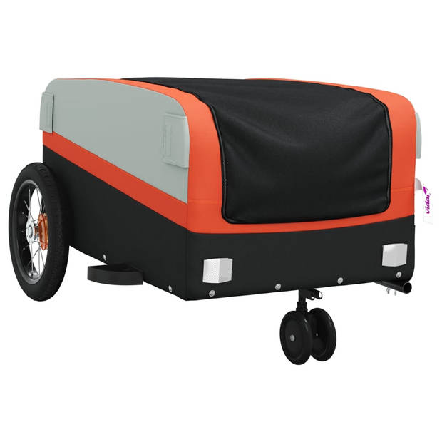 vidaXL Fietstrailer 30 kg ijzer zwart en oranje