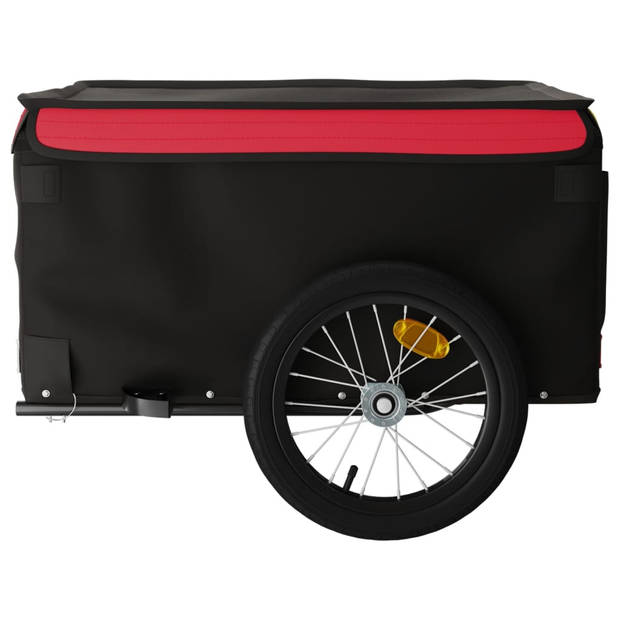 vidaXL Fietstrailer 45 kg ijzer zwart en rood