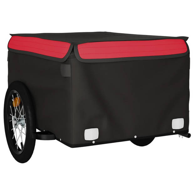 vidaXL Fietstrailer 45 kg ijzer zwart en rood