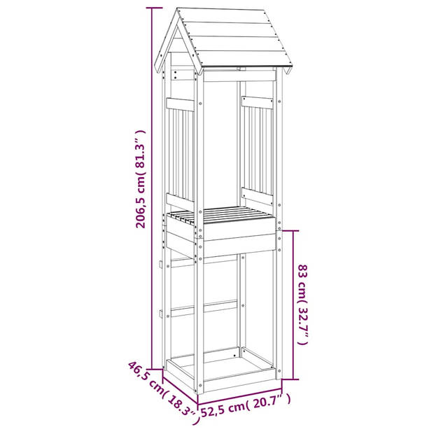 vidaXL Speeltoren 52,5x46,5x206,5 cm massief douglashout