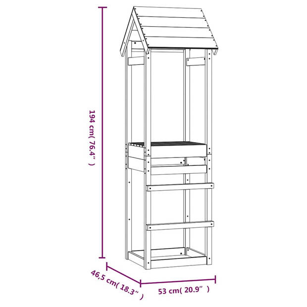 vidaXL Speeltoren 53x46,5x194 cm massief douglashout