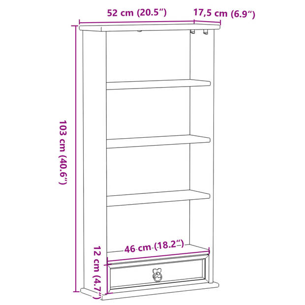 vidaXL Cd-kast Corona 52x17,5x103 cm massief grenenhout