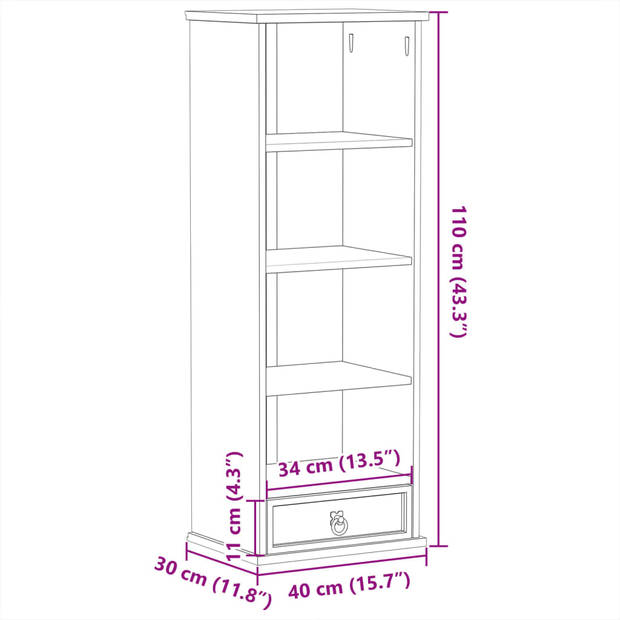 vidaXL Cd-kast Corona 40x30x110 cm massief grenenhout